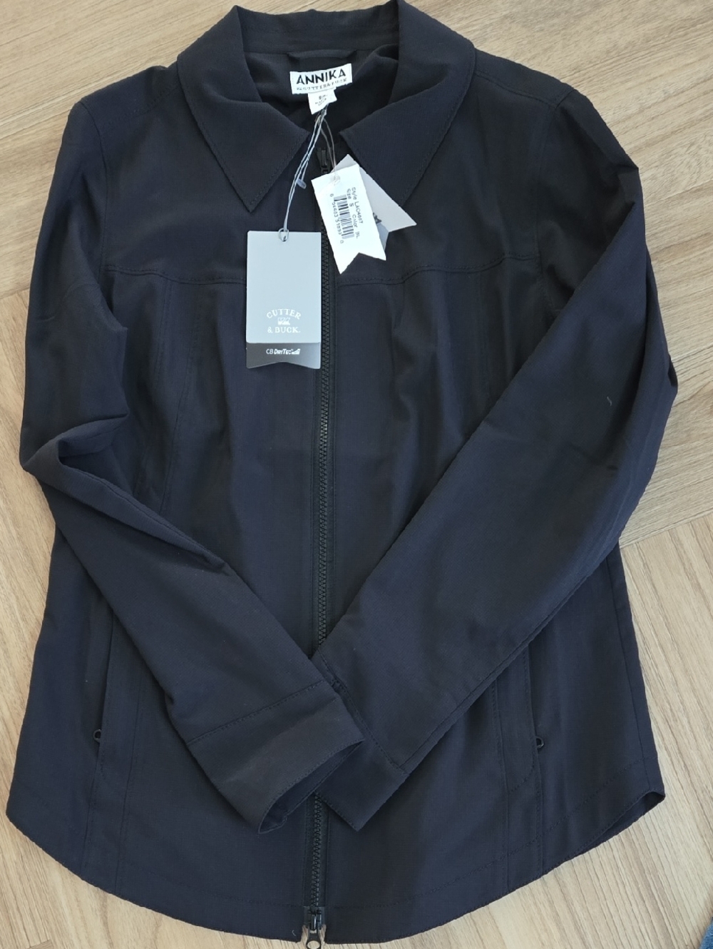 ANNIKA Black.Zip-Front Lightweight Jacket Small NWT